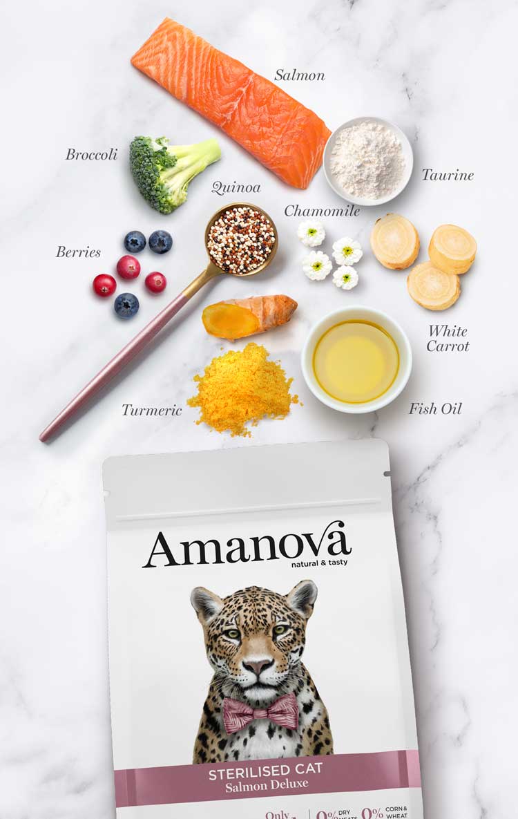 Amanova Cat Sterilised Salmon Deluxe - łosoś 300g - obrazek 3